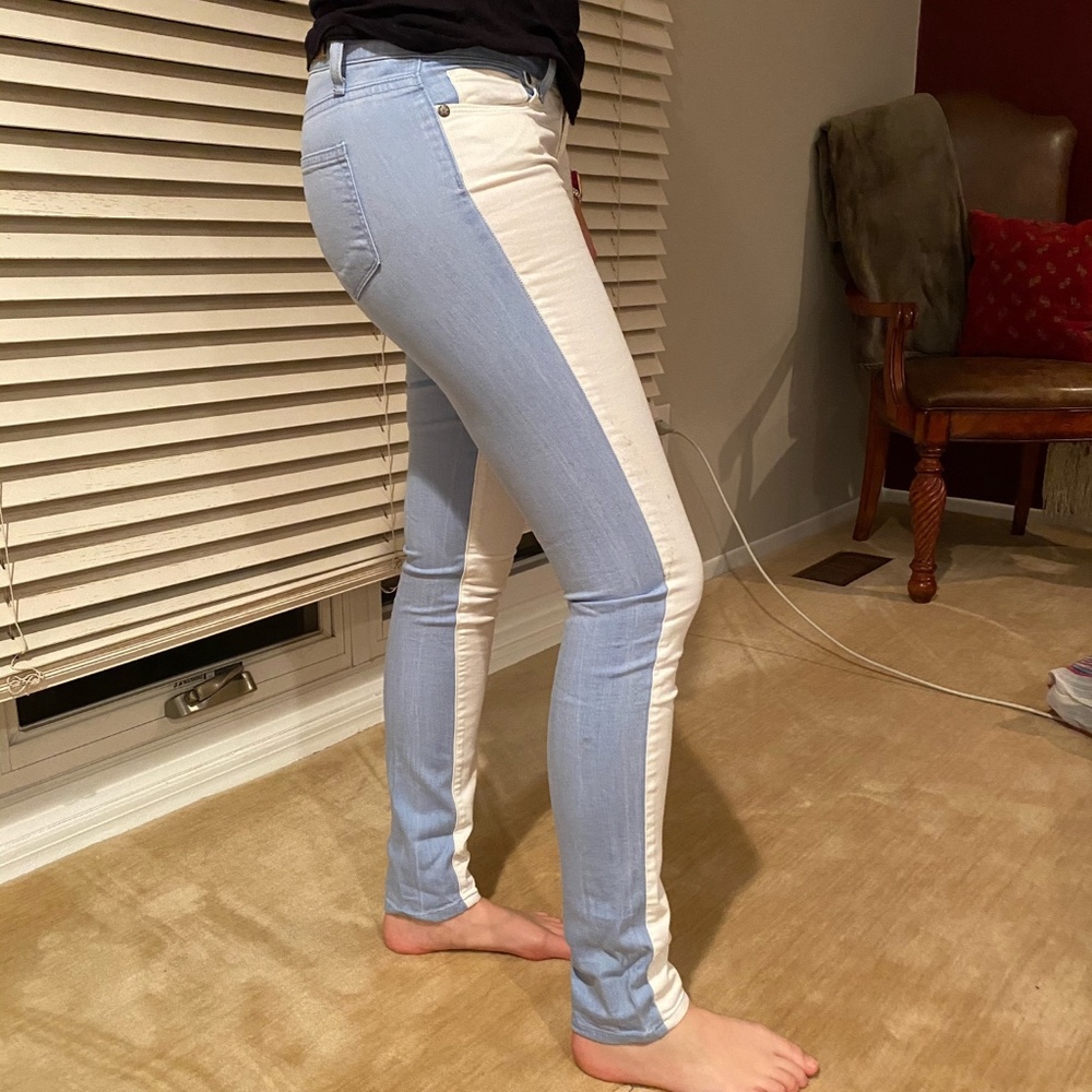 White and Light Blue Two-Toned Paige Jeans